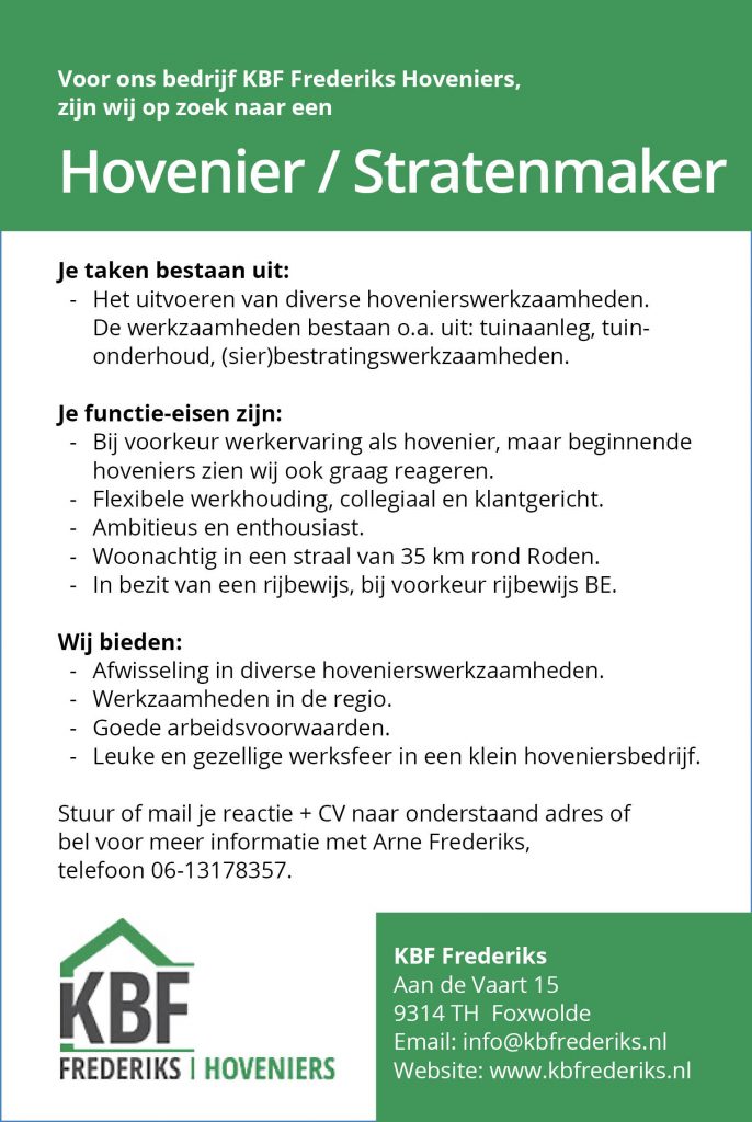 PROEF - DKT-KBF Frederiks vacature 16-01